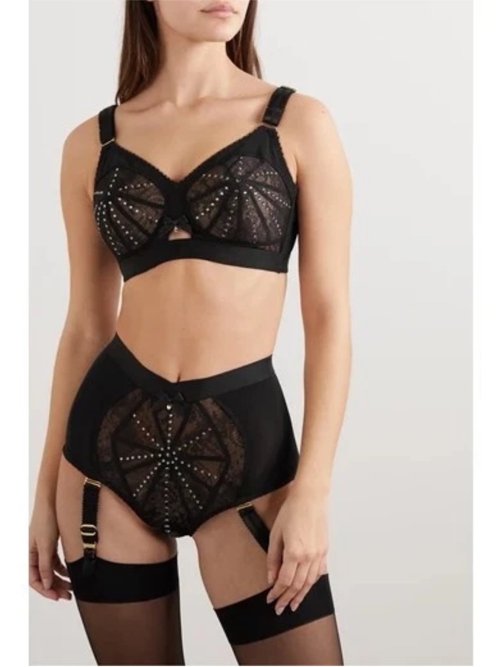 Agent Provocateur franni Black Lace Bralette, High-Waist Garter Set - Picture 4 of 12